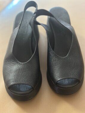 Lonzo Leather Black High Platform Shoes, Size 9 US
